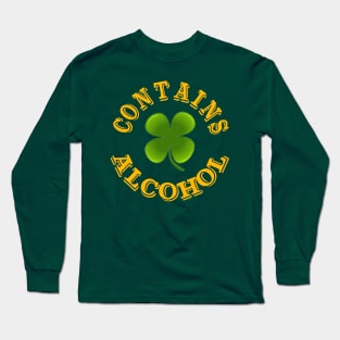 Contains alcohol funny Irish St Patricks Long Sleeve T-Shirt